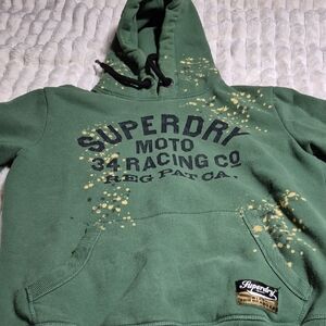 Superdry Moto Green Hoodie with Yellow Accents